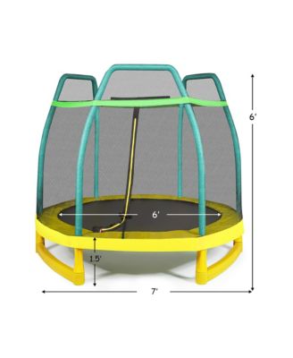 7FT Kids Trampoline W/Safety Enclosure Net Spring Pad