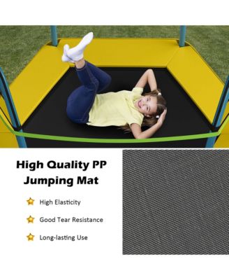 7FT Kids Trampoline W/Safety Enclosure Net Spring Pad