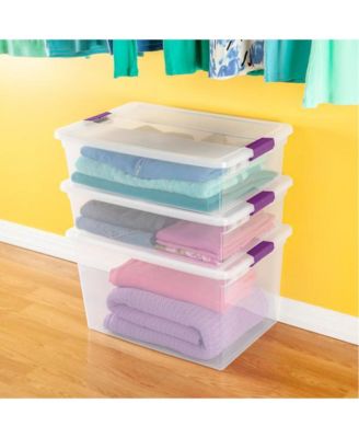 32 Quart Clear View Storage Container Tote w/ Latching Lid, (6 Pack)