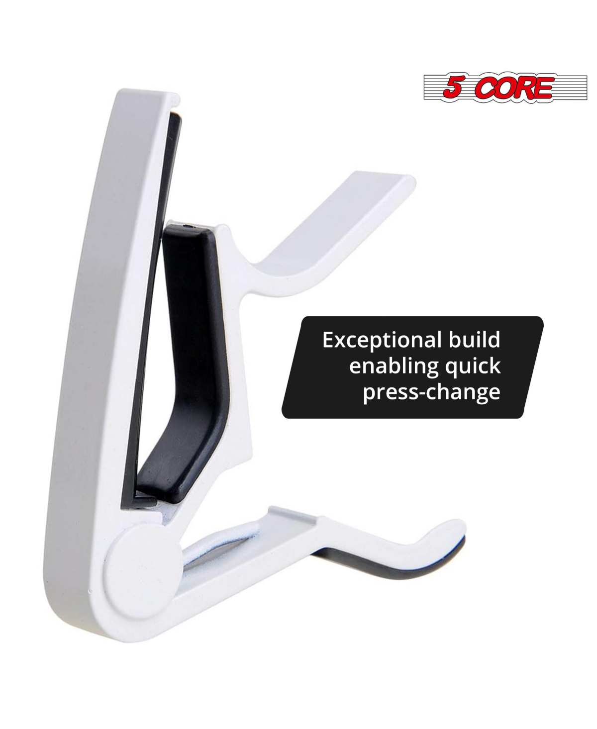5 Core Capo Acoustic Electric Guitar 6 String Kapo Classic Clip For Banjo Mandolin Ukulele -- 2PCS - White