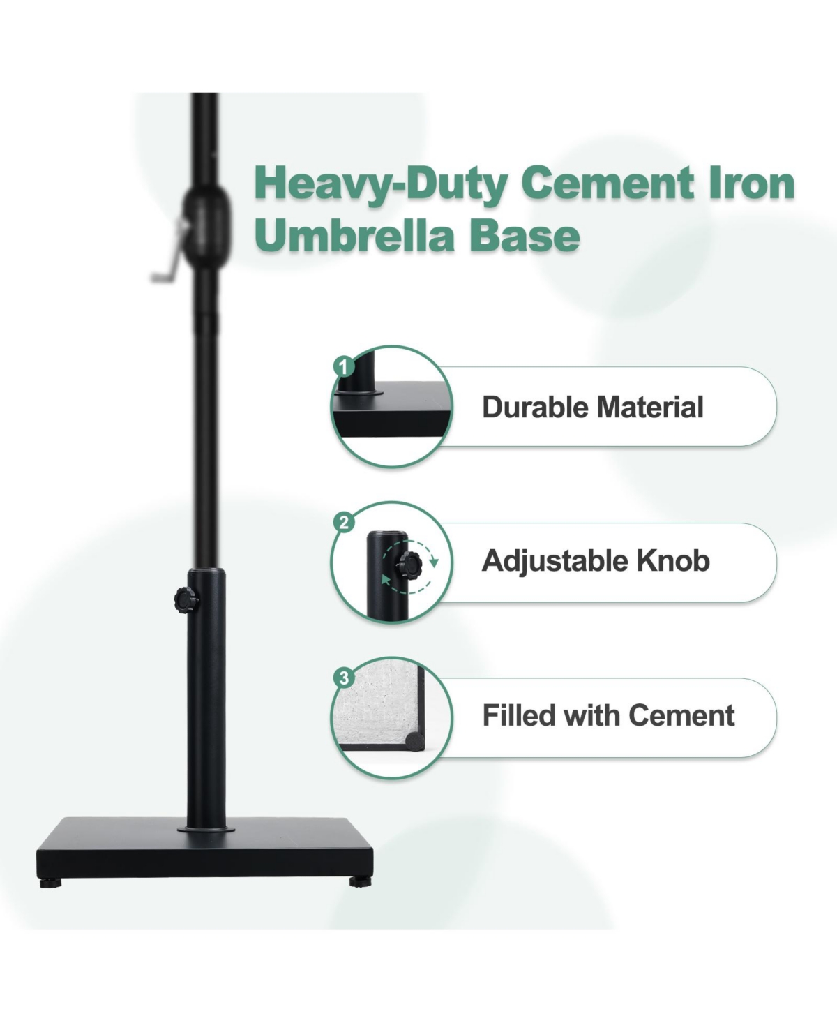Aoodor Outdoor Patio Umbrella Base, Heavy Duty Square Concrete Umbrella Stand, Market Umbrella Pole Stand for Deck, Poolside, Balcony,- B