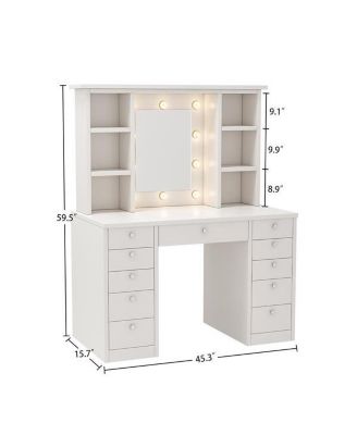 Vanity Desk with LED Lighted Mirror – Makeup Table with Drawers for Bedroom or Dressing Area