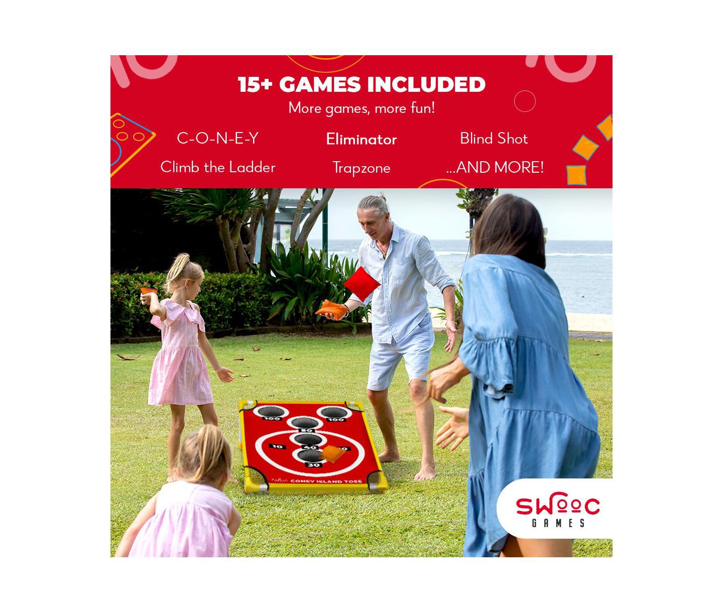 Детские игрушки SWOOC Coney Island Toss 15+ Games Bounce Bean Bag Toss Game, Ages 6+ — фото 6