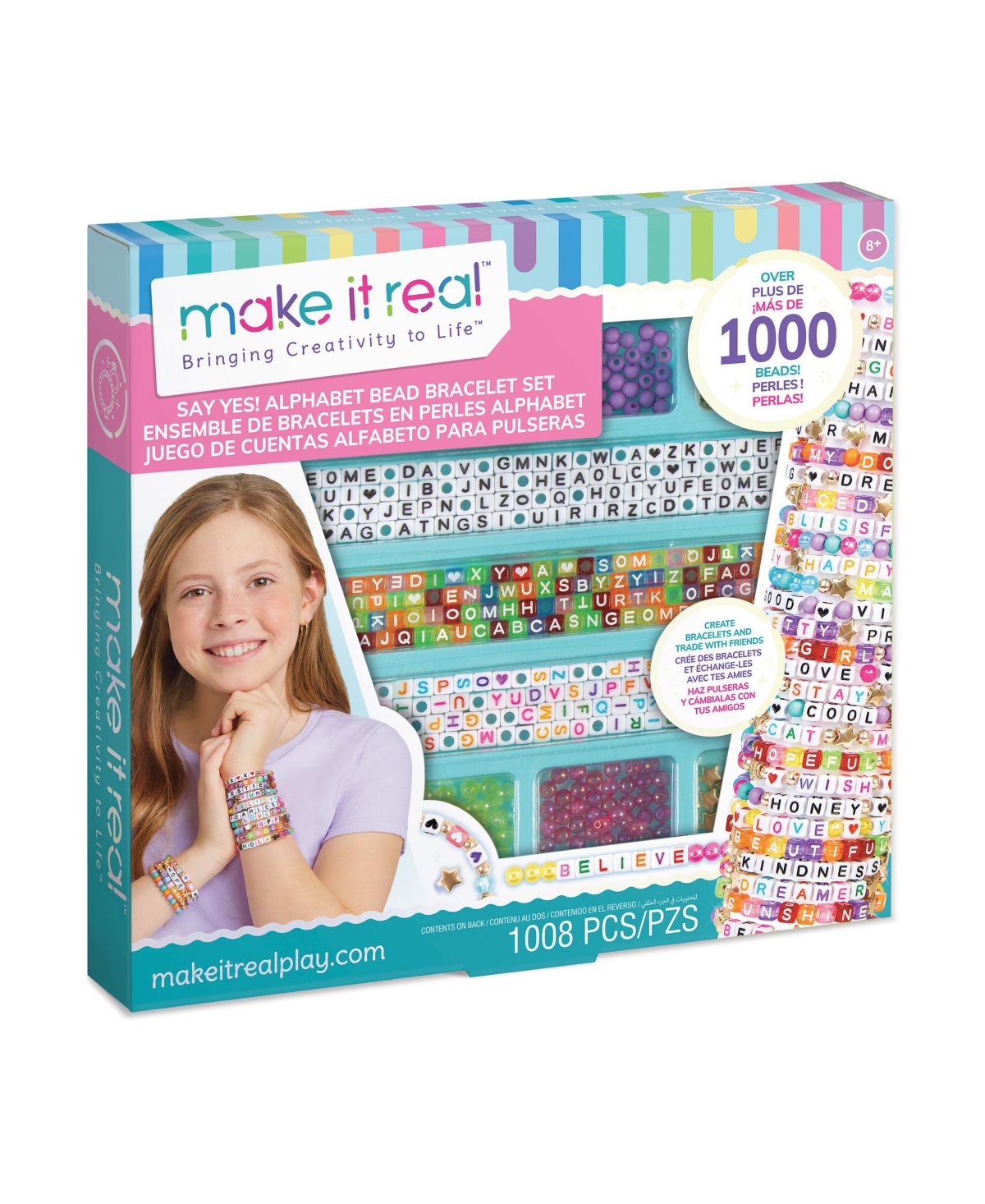 Make It Real Say Yes Alphabet Bead Bracelet Set In Multi