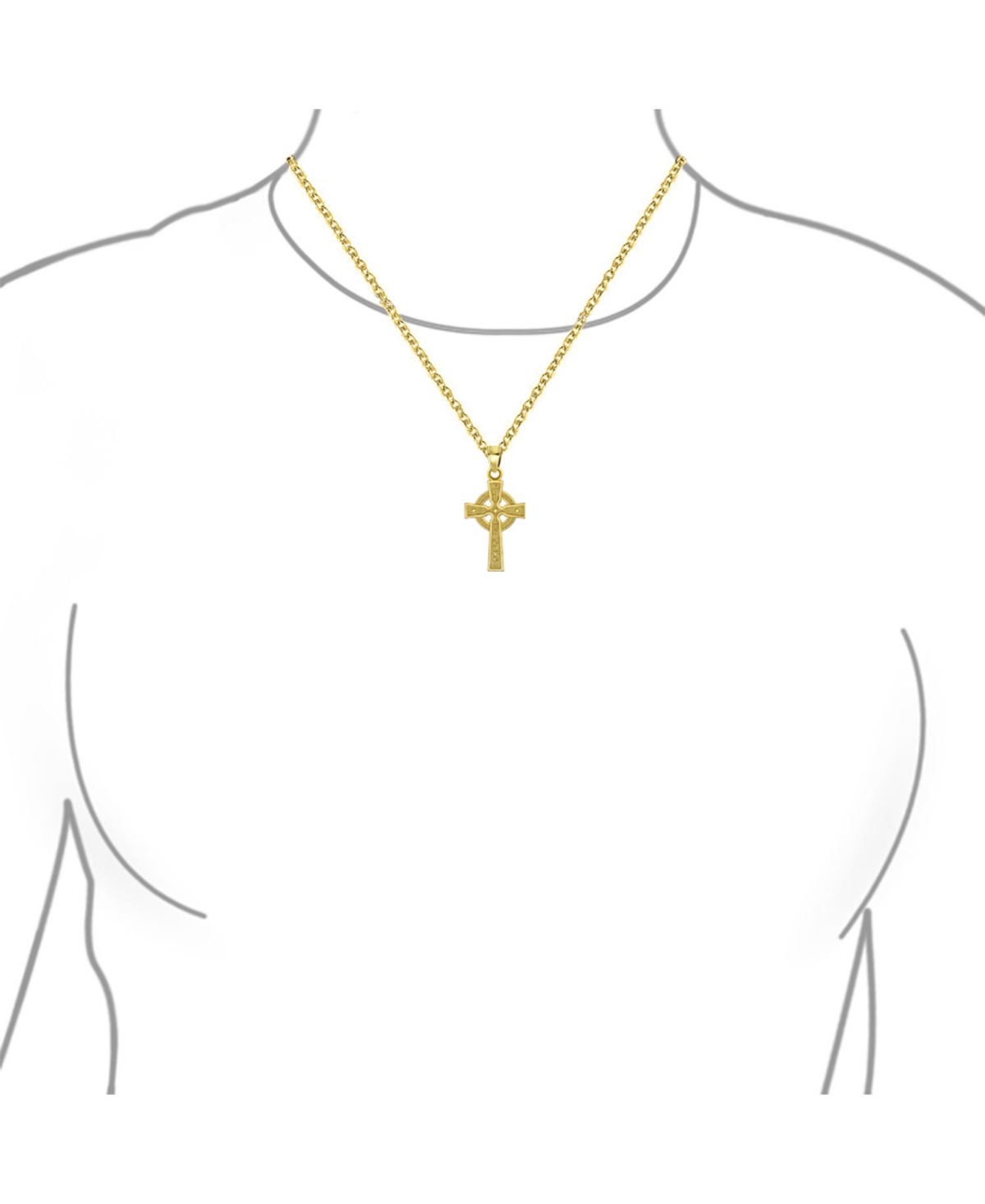 Bling Jewelry Solid 14K Yellow RealEtched Saying God Is Love Celtic Irish Viking Religious Cross Pendant Necklace For Women No Chain - Gold