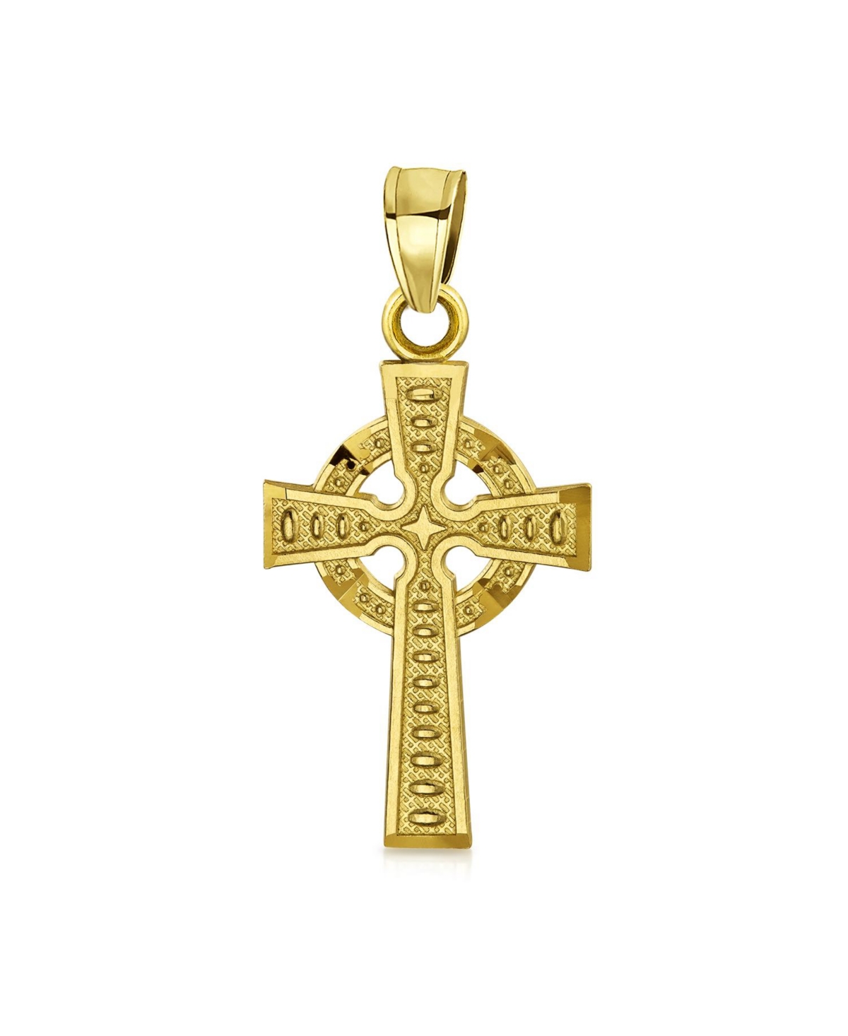 Bling Jewelry Solid 14K Yellow RealEtched Saying God Is Love Celtic Irish Viking Religious Cross Pendant Necklace For Women No Chain - Gold