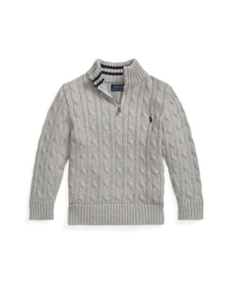 Little and Toddler Boys Cable-Knit Cotton Quarter-Zip Sweater