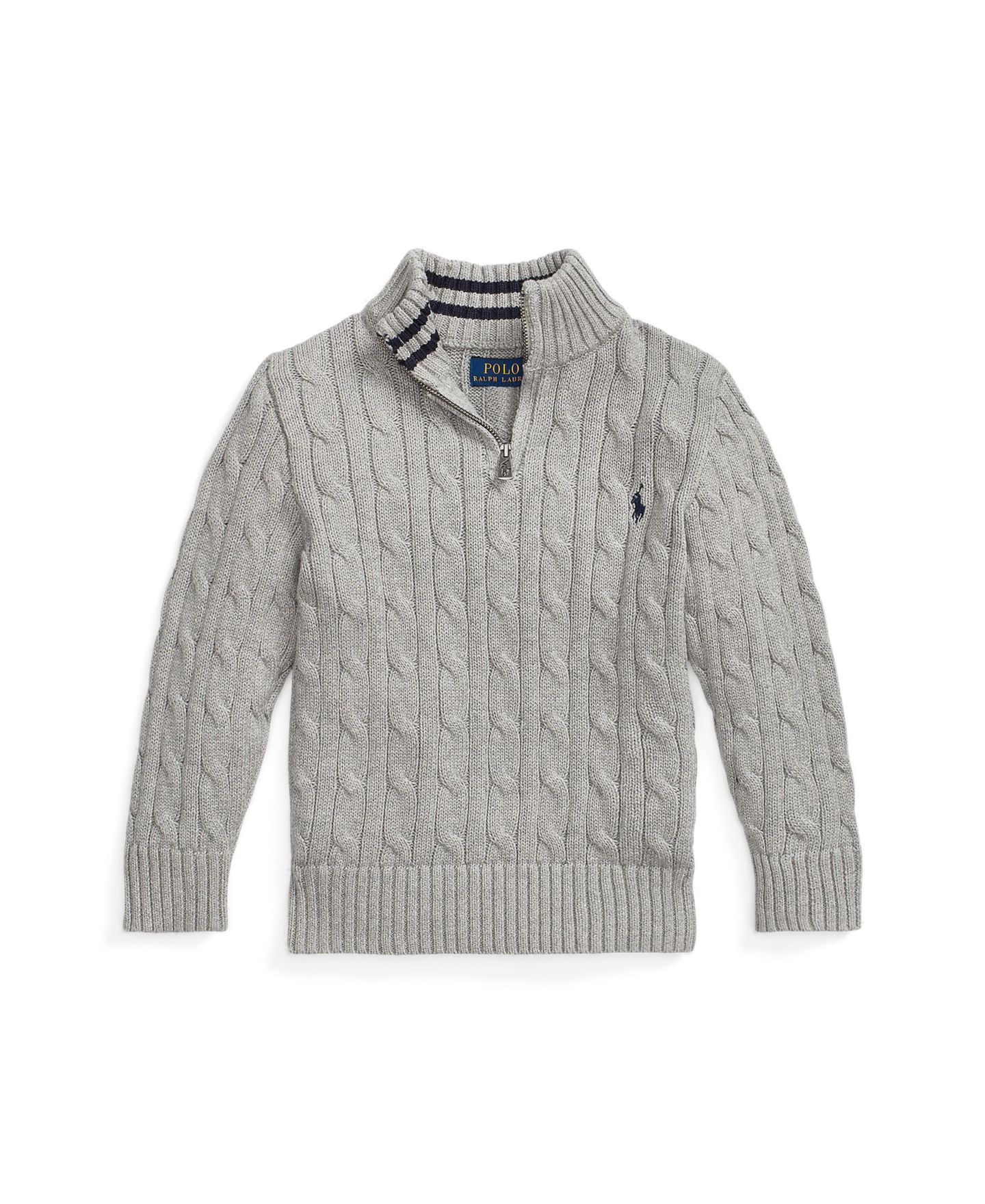 Свитер Polo Ralph Lauren Cable-Knit Cotton Quarter-Zip Sweater для мальчиков, цвет: Меланжевый — фото 5