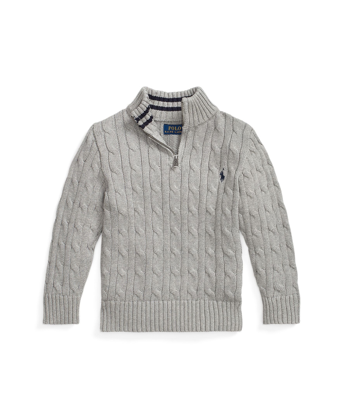 Polo Ralph Lauren Cotton Cable Knit Cardigan With Zipper In Andover Heather