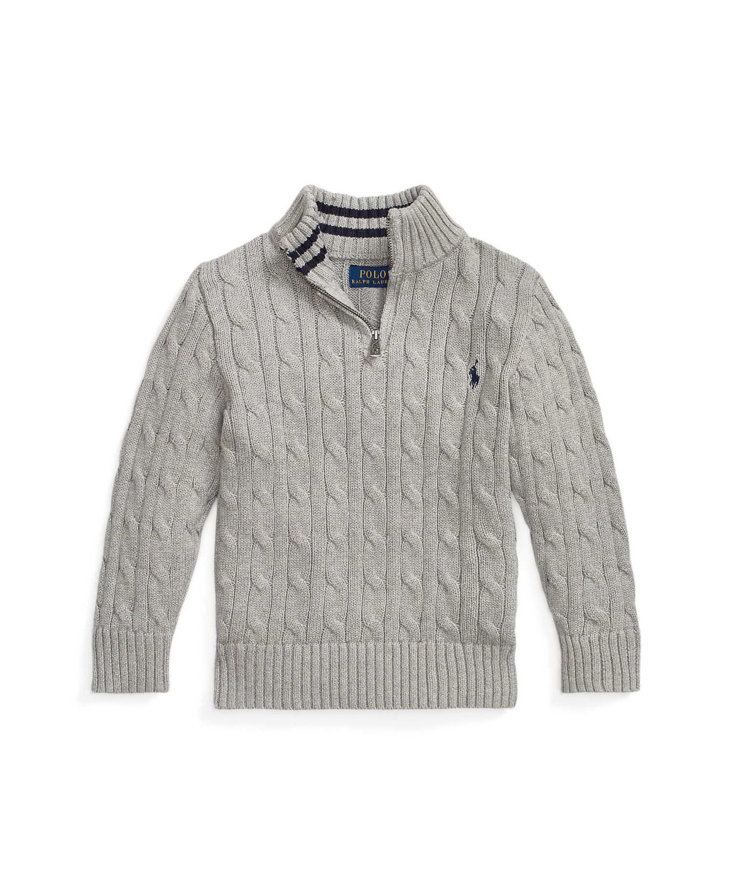 Boys 2-7 Cable-Knit Cotton Quarter-Zip Sweater