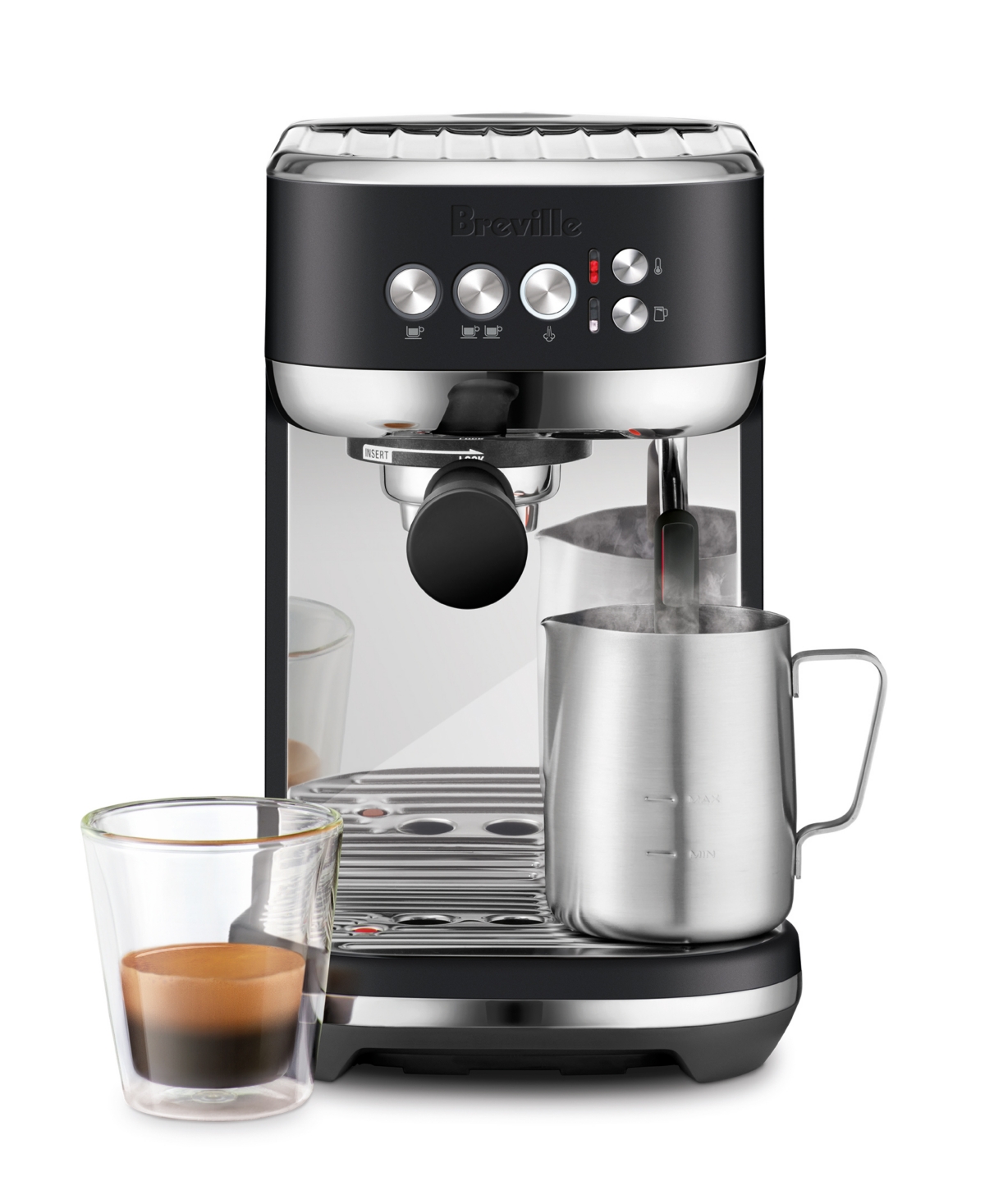 Breville Bambino Plus Thermojet Espresso Maker With Steam In Black Truffle