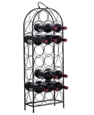- 23 Bottles Freestanding Floor Metal Wine Rack Stand - Liquor Bottle Holder Stand - Pewter
