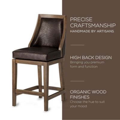 Vienna Counter Stool, Walnut Finish w/ Marksman Saddle Leather