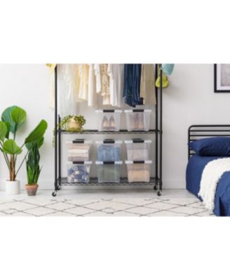 6 Pack 19qt Clear View Plastic Storage Bin with Lid and Secure Latching Buckles