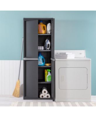 Adjustable 4-Shelf Storage Cabinet With Doors, Gray | 01423V01