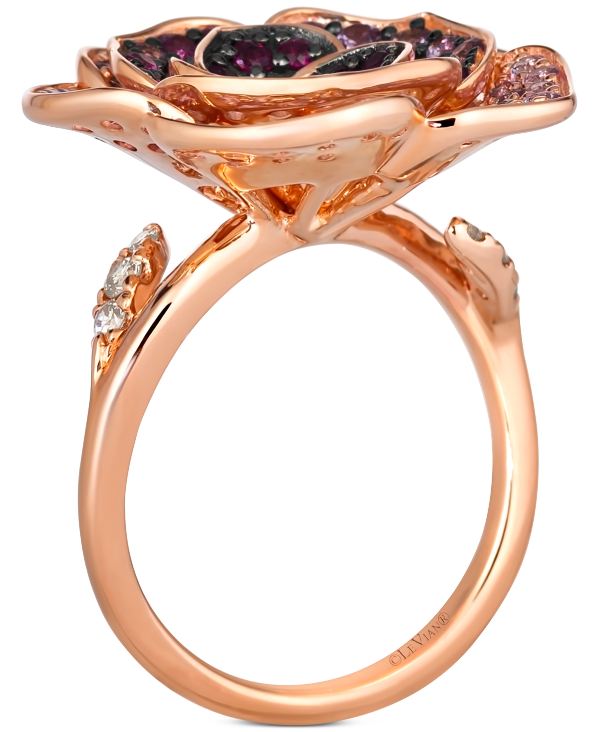 Le Vian Multicolor Sapphire (1-5/8 Ct. T.w.) & Nude Diamond (1/8 Ct. T.w.) Flower Statement Ring In 14k Rose In No Color