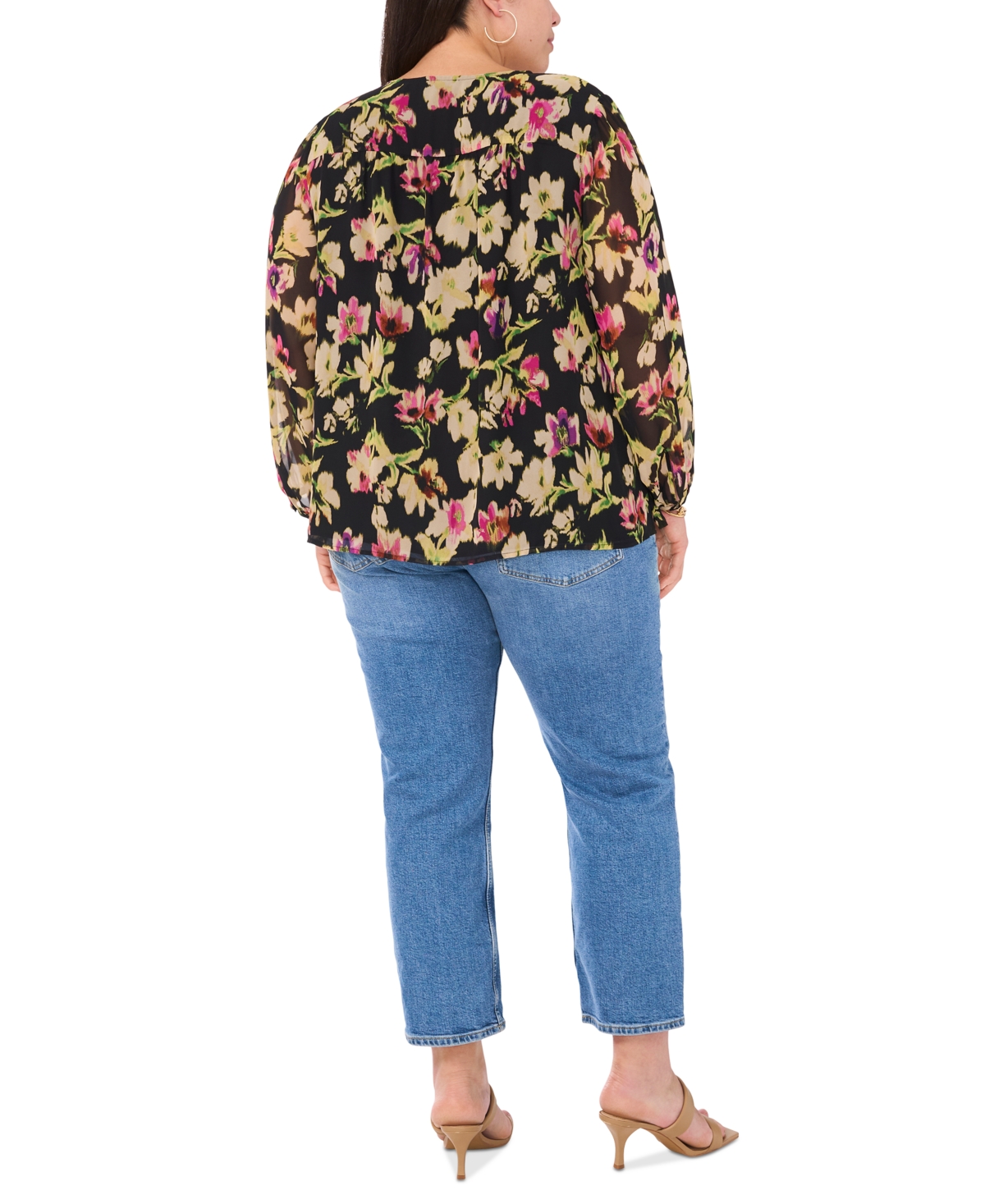 Vince Camuto Plus Size Floral-Print V-Neck Blouse