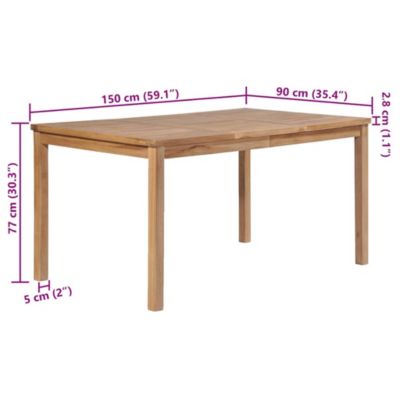 Dining Table Natural Solid Teak Wood 59.1 x 35.4 x 30.3 in