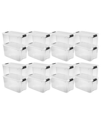 6 Qt Clear Plastic Stackable Storage Bin w/White on sale Latching Lid Organizing, 12 Pac