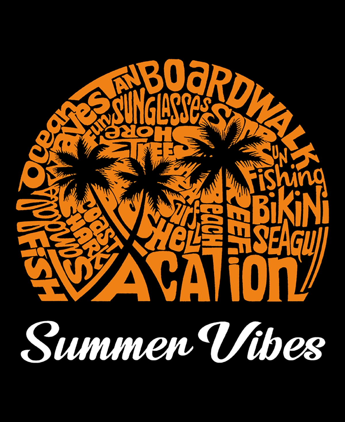 Shop La Pop Art Women's Summer Vibes Word Art V-neck T-shirt In Black