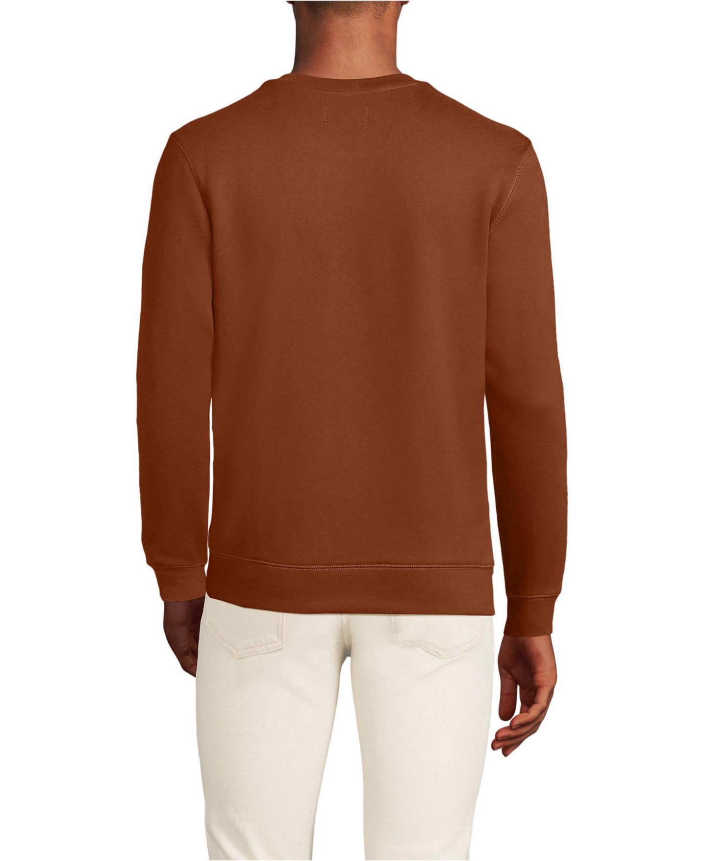 Мужская толстовка Lands' End Long Sleeve Serious Sweats Crew, цвет: Каштаново-рыжий коричневый — фото 2