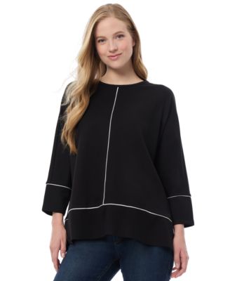 Jones New York - Women's Piping Dolman 3/4-Sleeve Top