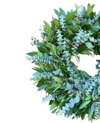 Bayleaf, Seeded Eucalyptus, Baby Blue and Rosemary Real Aromatic Wreath, 22"