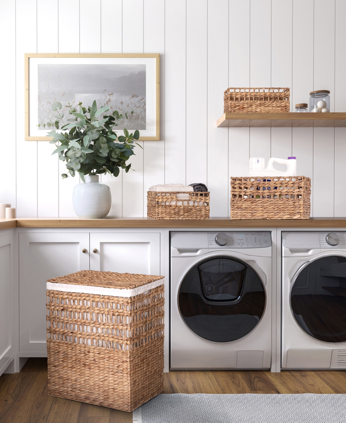 Seville Classics 4-piece Water Hyacinth Laundry Hamper And Basket Set In Natural
