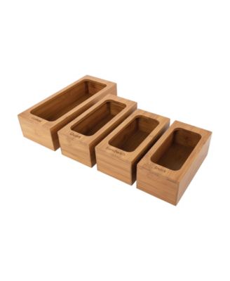 4-Piece Bamboo Food Storage Bag Holder Set