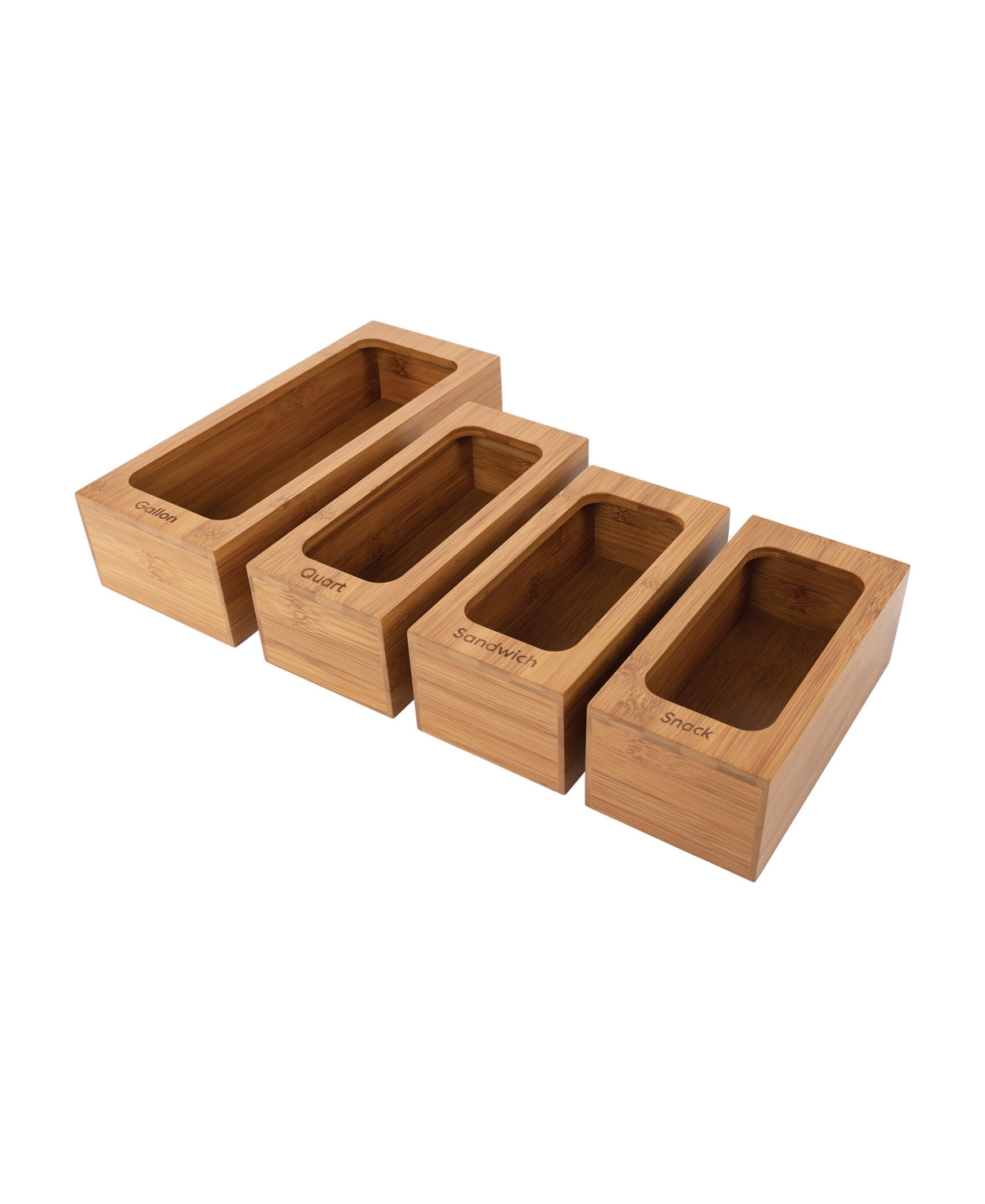 Seville Classics 4-piece Bamboo Food Storage Bag Holder Set In Natural