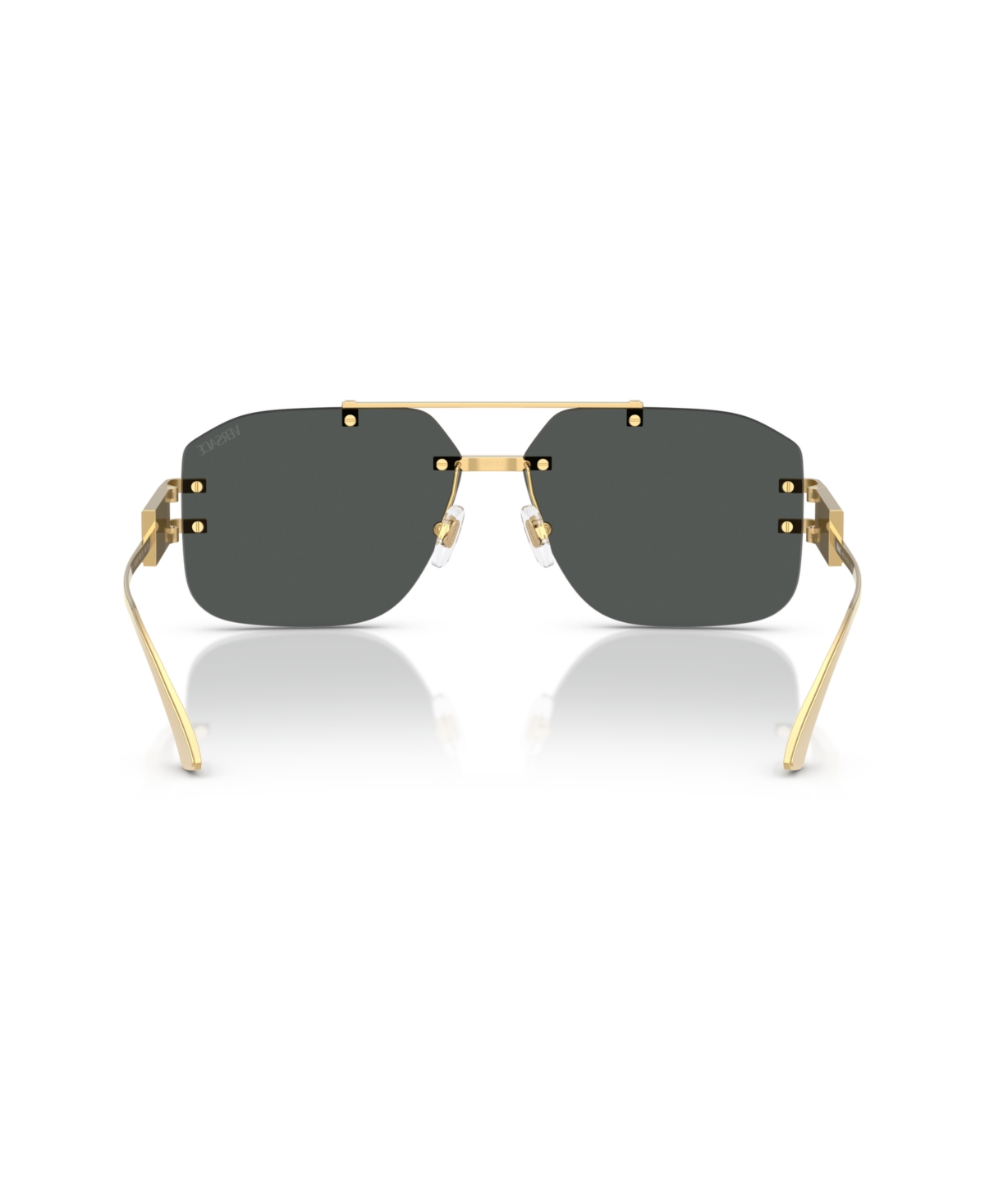 Versace 60mm Rectangular Sunglasses In Dark Grey,gold