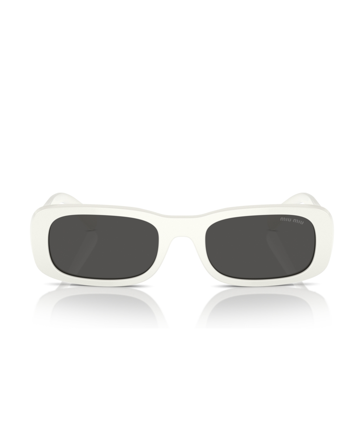 Miu Miu Logo Acetate Rectangular Sunglasses In White Ivory