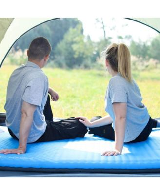 2 Person Self Inflating Double Air Camping Sleeping Pad, Blue/Charcoal