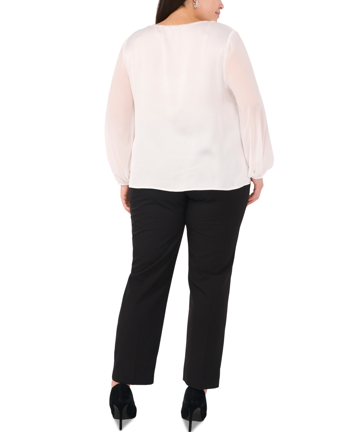 Vince Camuto Plus Size V-Neck Blouson-Sleeve Blouse, Created for Macy's