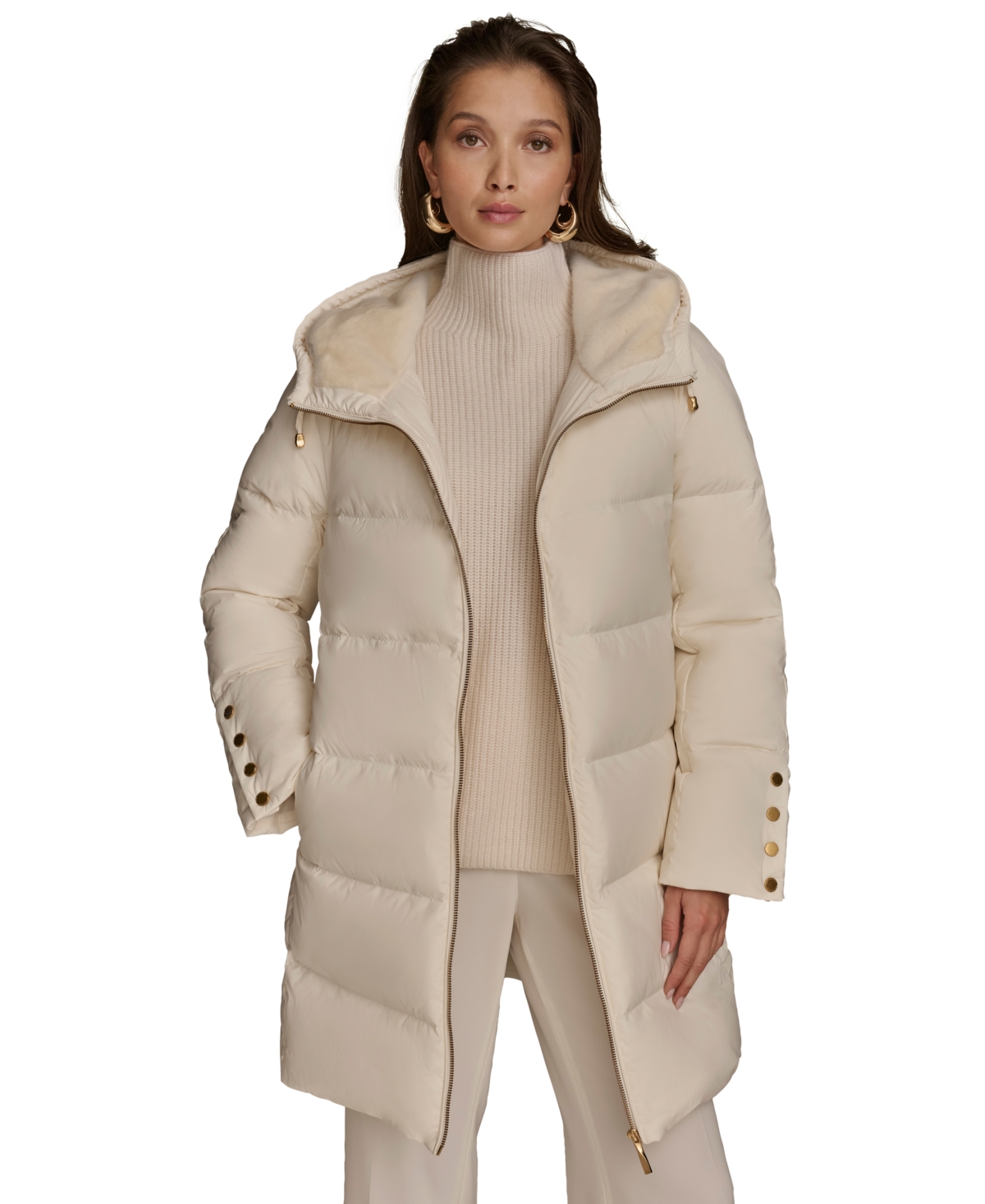 Donna Karan New York Women's Hooded Down Puffer Coat