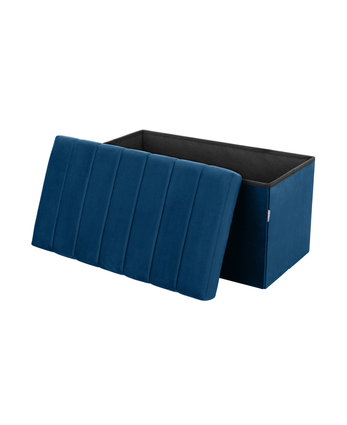 Seville Classics Tufted Storage Trunk Ottoman In Blue