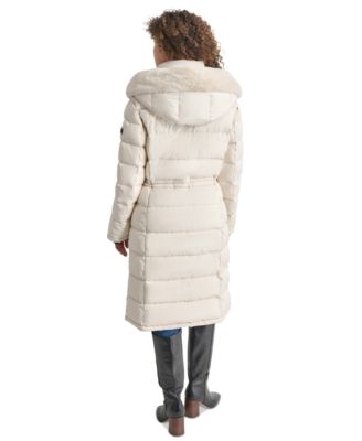 特別価格！DKNY Faux-Fur-Trim Hooded Puffer Coat DKNY Women's Faux-Fur-Trim Hooded Puffer Coat - Macy's