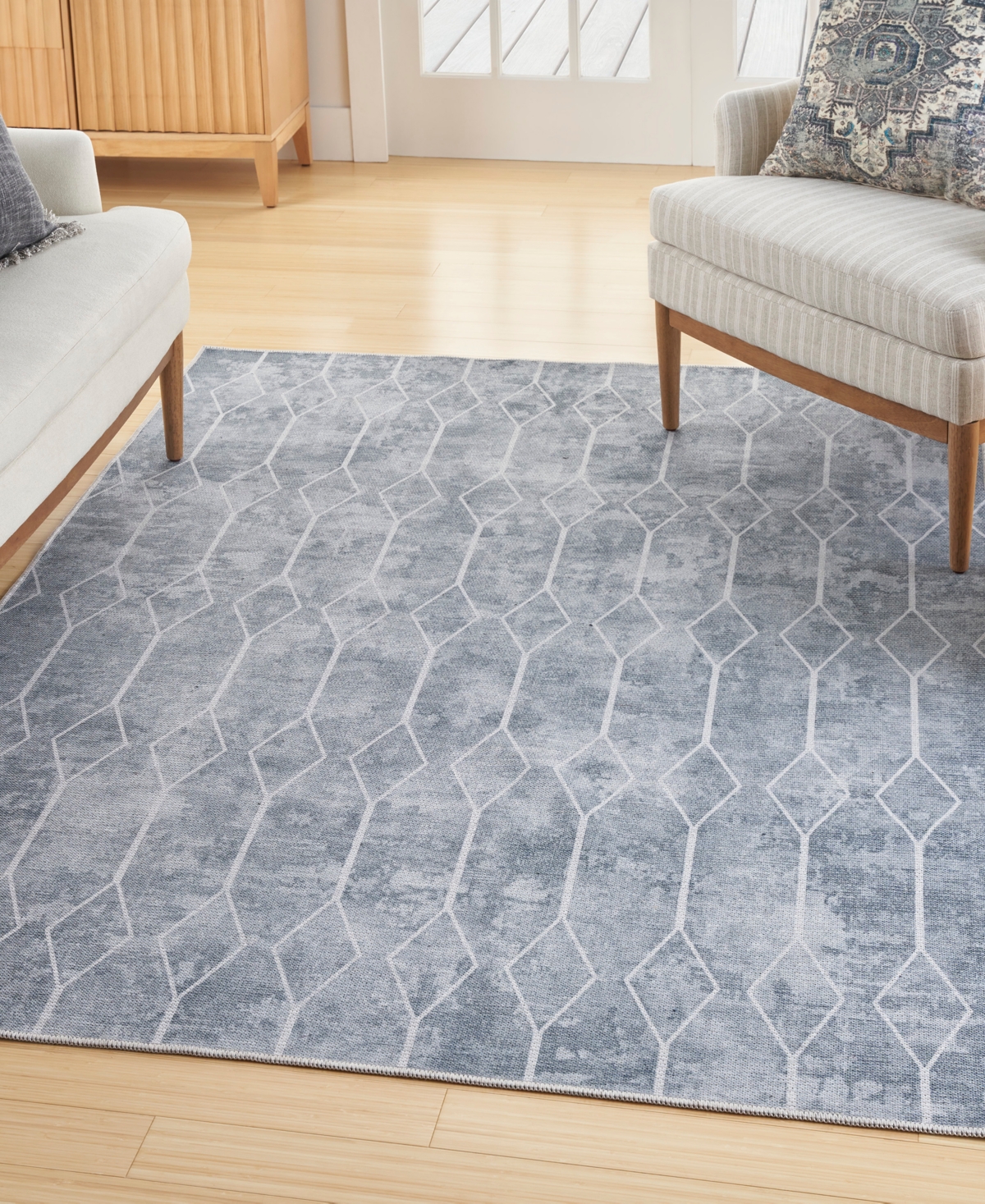 Nicole Curtis Machine Washable Series 1 SR107 6'x9' Area Rug - Gray