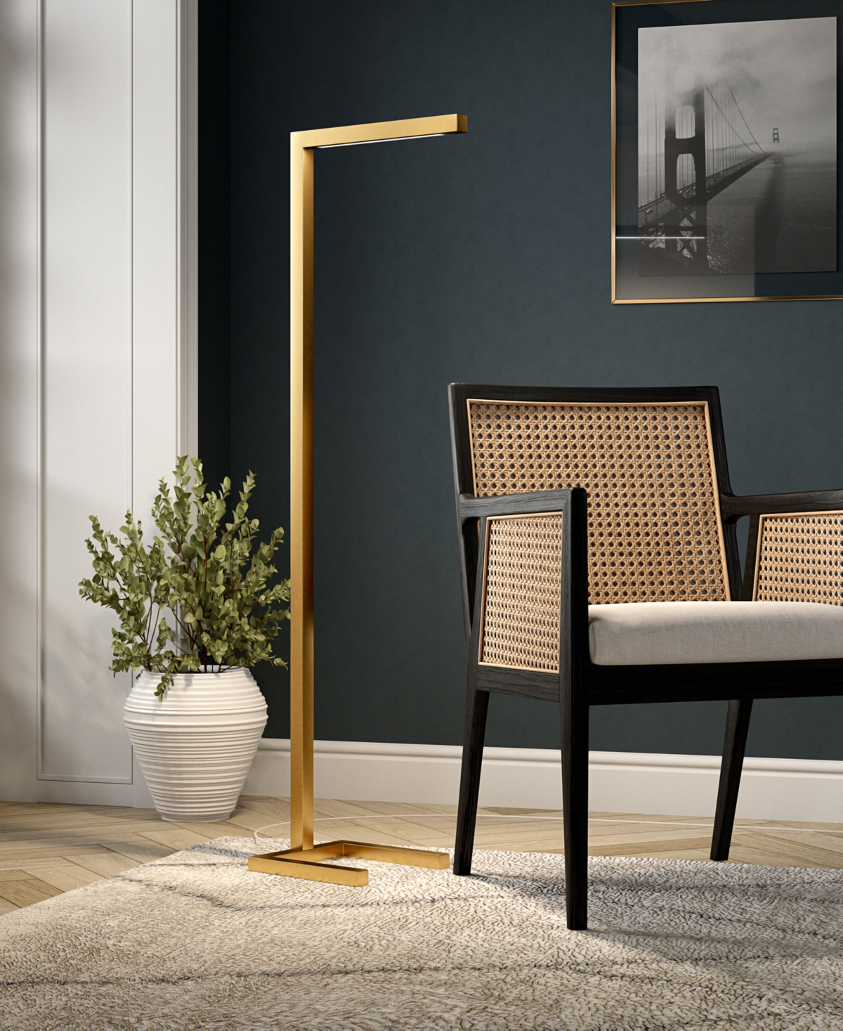 Hudson & Canal 52" Metal Malin Tall Integrated Led Floor Lamp In Brass