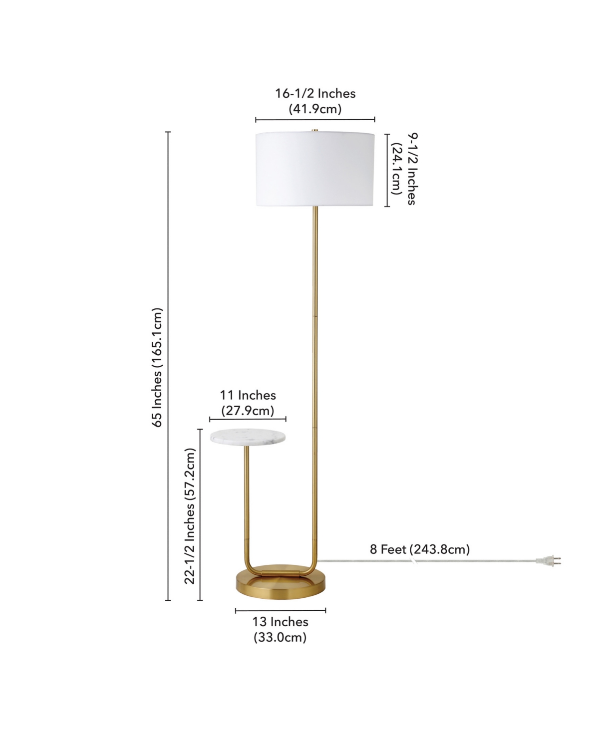 Hudson & Canal 65.75" Metal Jacinta Floor Lamp In Brass,white Marble