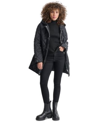 新作セール DKNY ミドル QUILTED COAT WITH TOGGLE キルティング DKNY Women's Hooded Toggle Quilted Coat - Macy's
