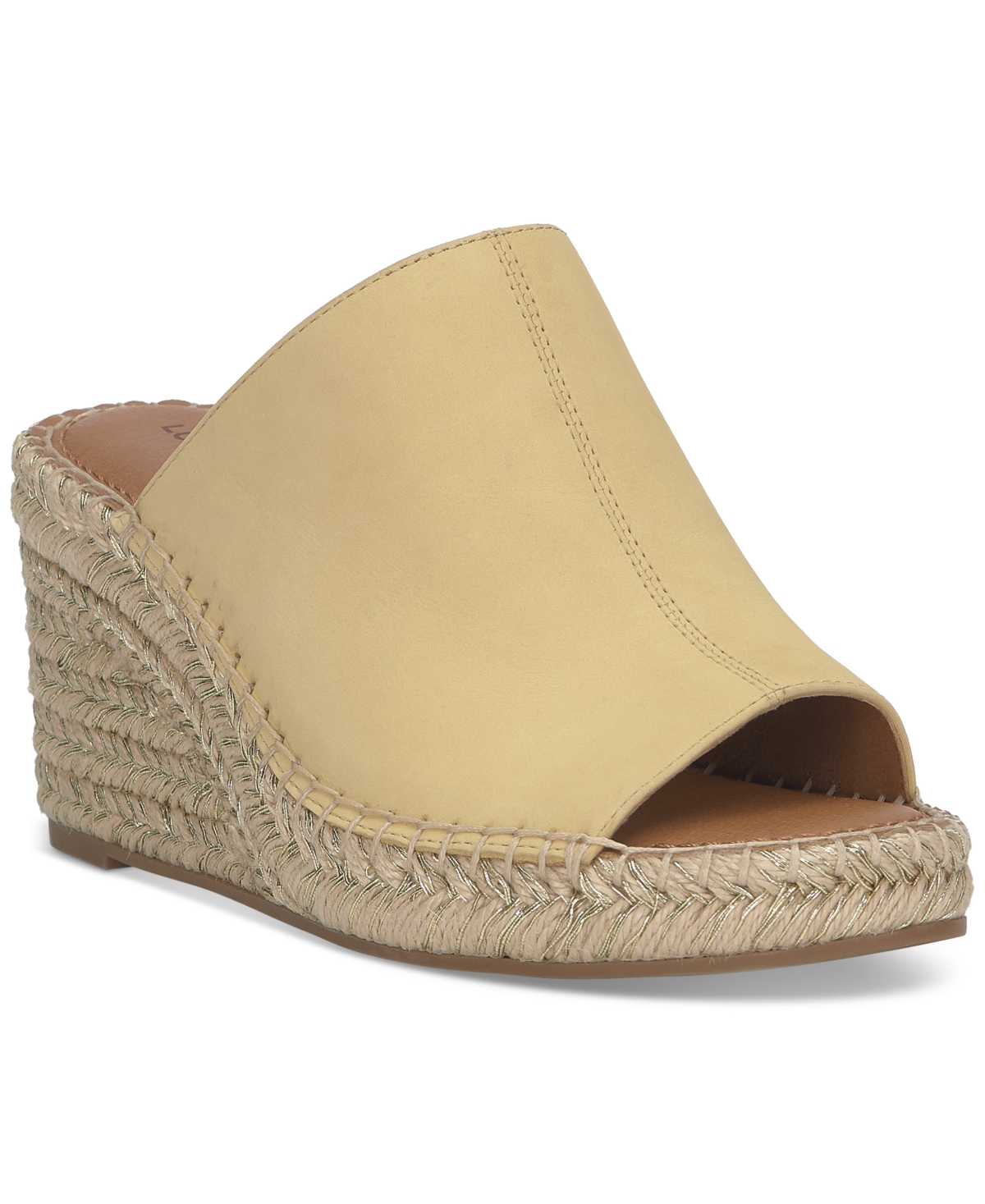 Shop Lucky Brand Women's Cabriah Platform Wedge Sandals In Sunlight Leather