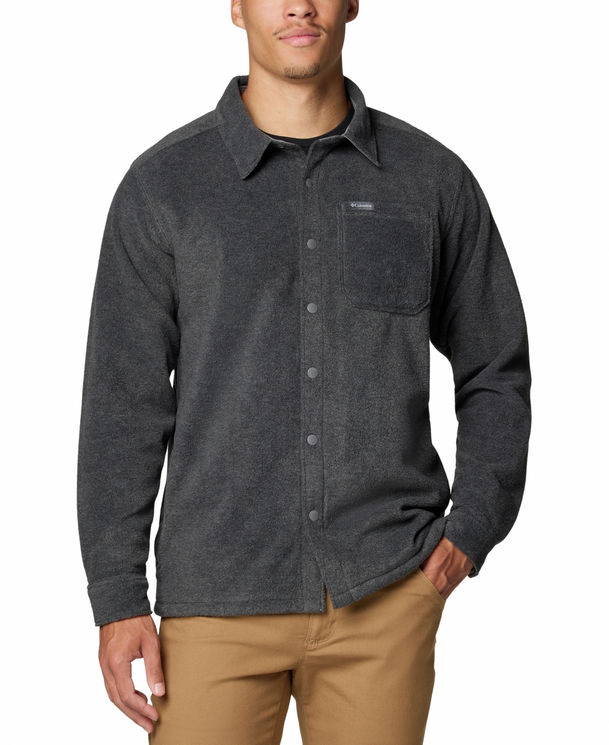 Columbia Men's  Steens Mountain Fleece Shirt Jacket In Charcoal Grey Heather