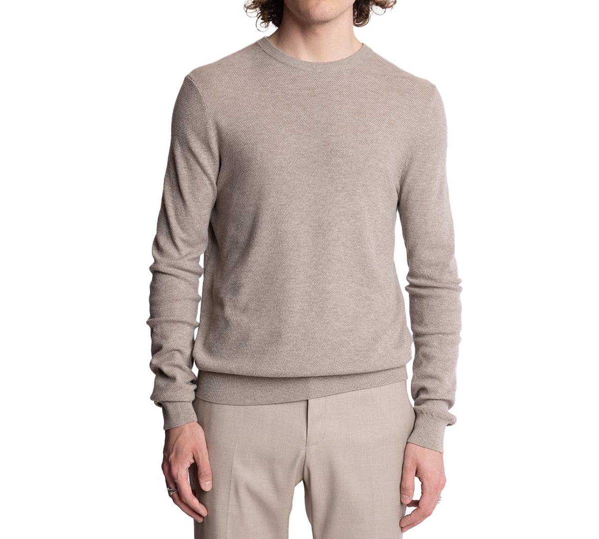 Men's Diamond Crewneck Sweater - Oatmeal Milk