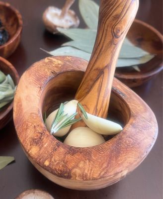 Olive Wood Rustic Edge Pestle and Mortar