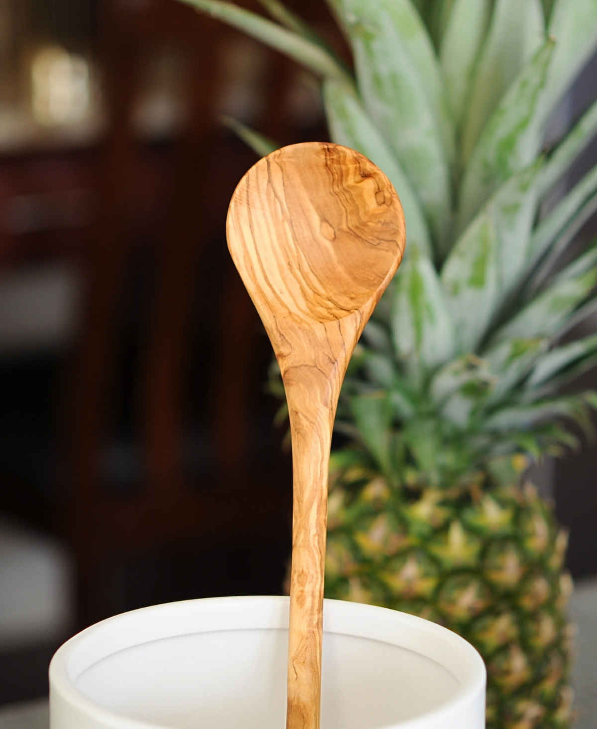 BeldiNest Olive Wood Round Cooking Spoon