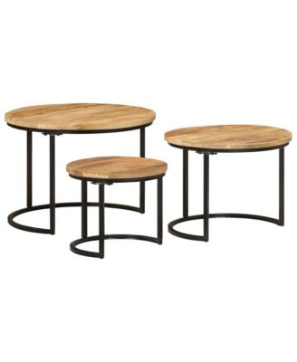 Nesting Tables 3 pcs Solid Rough Wood Mango