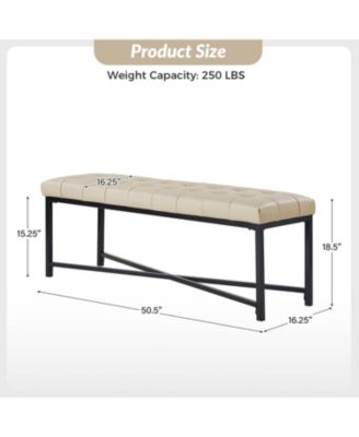 Anahli 50.5'' W Modern Genuine Leather Bench with Button-tufted and Metal Legs