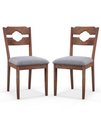 Set of 4 Dining Chair w/ Padded Seat High Back Rubber Wood Frame Kitchen Chairs