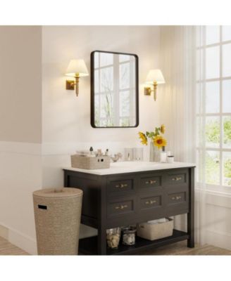 Bathroom Mirror, Black Wall Mirror, 24x36 Rectangle Mirror for Wal, Black Mirror for Bathroom, Environmentally Friendly Resin Mirror, Anti-Rust, Hangs Horizontally or Vertically